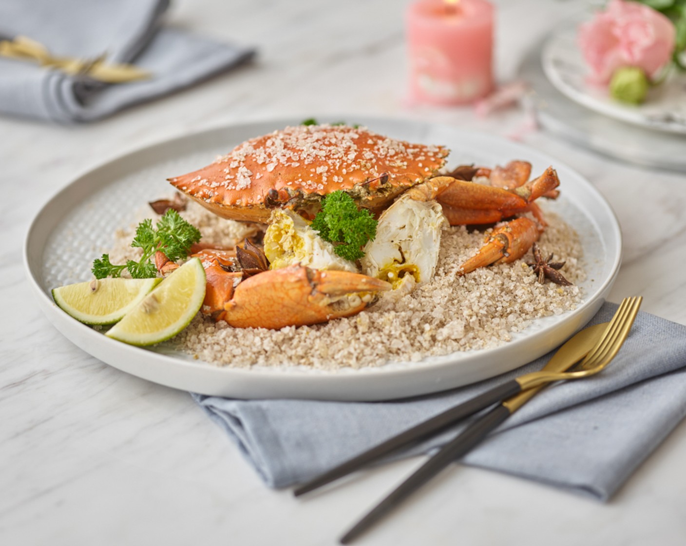 Krabbe in Salzkruste