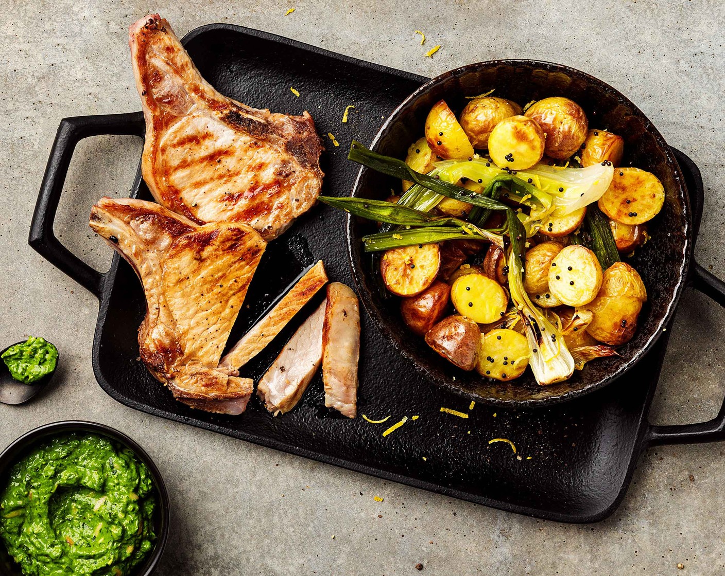 Zitronenkartoffeln mit Schweinesteak Aturo