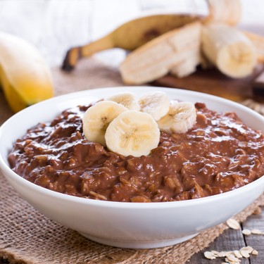 Schoko-Bananen Protein Porridge Rezept | V-Kitchen