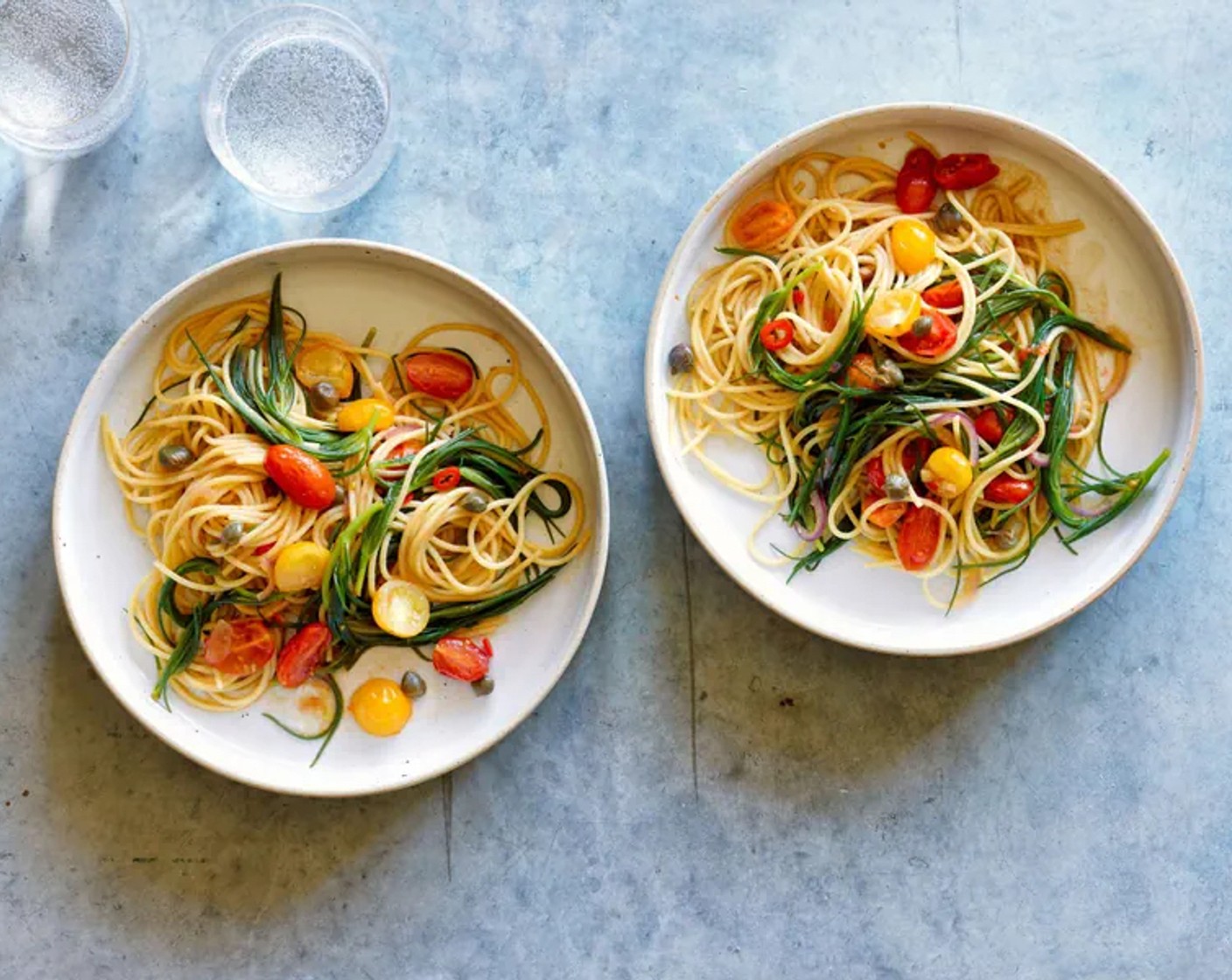 Spaghetti mit Mönchsbart und Tomaten