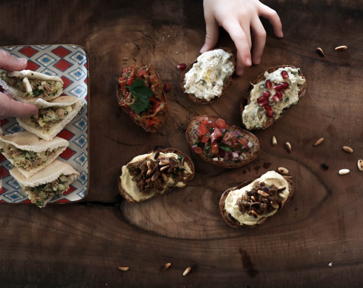 Orientalischer Auberginen Dip in dreierlei Variation