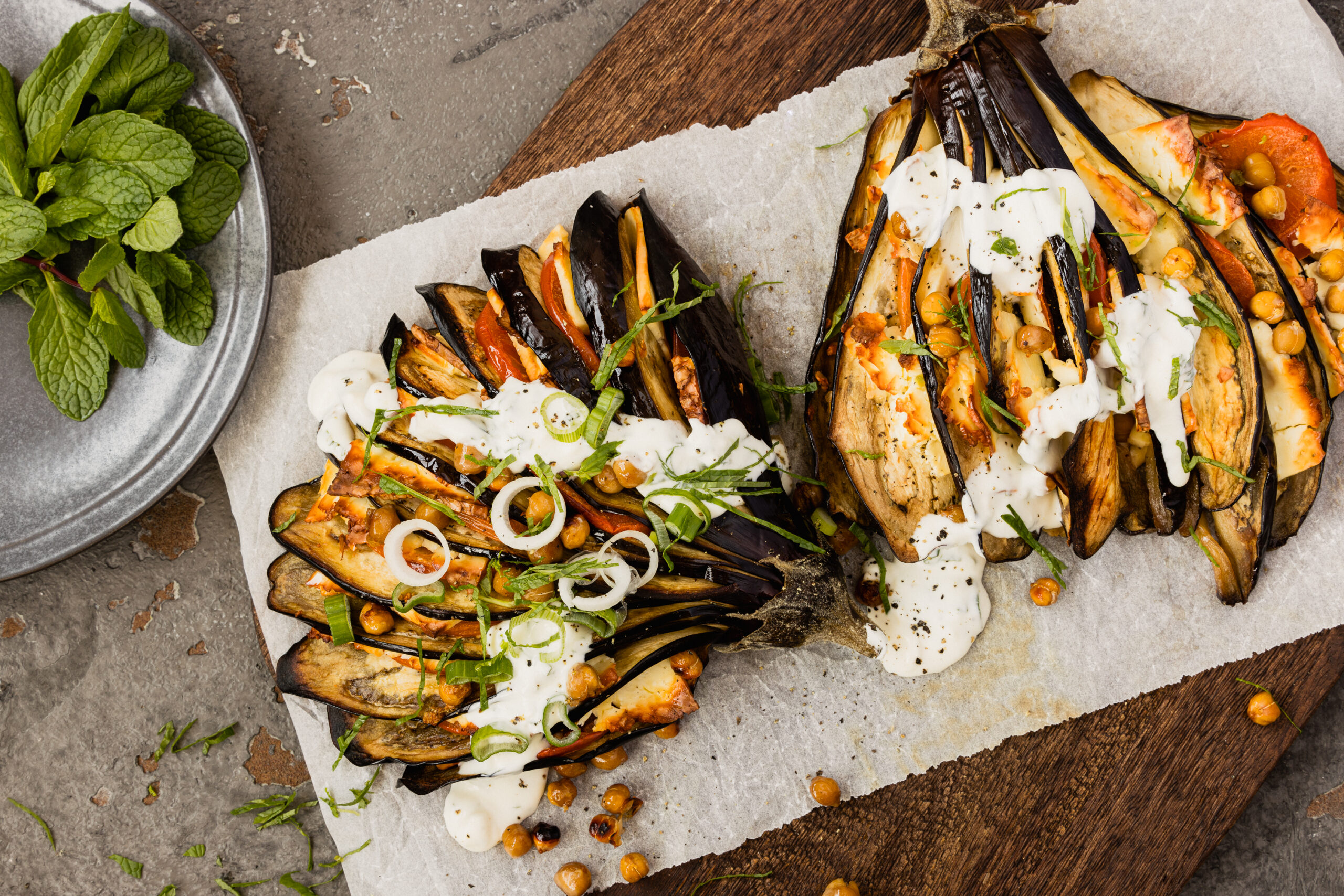 Gebackene Auberginen mit Feta | Vegetarisches Gericht