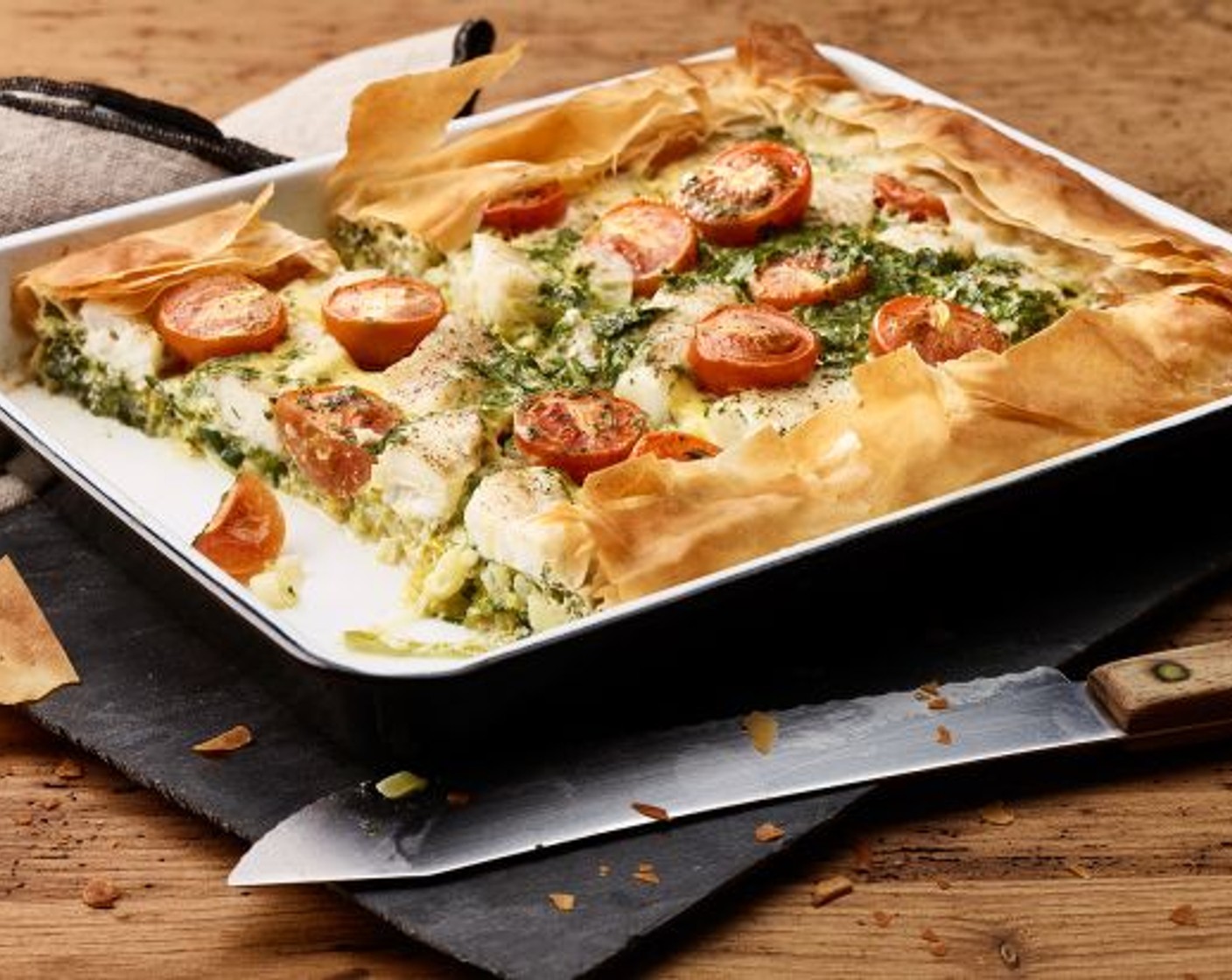 Fisch-Lauch-Tarte mit Kräutern