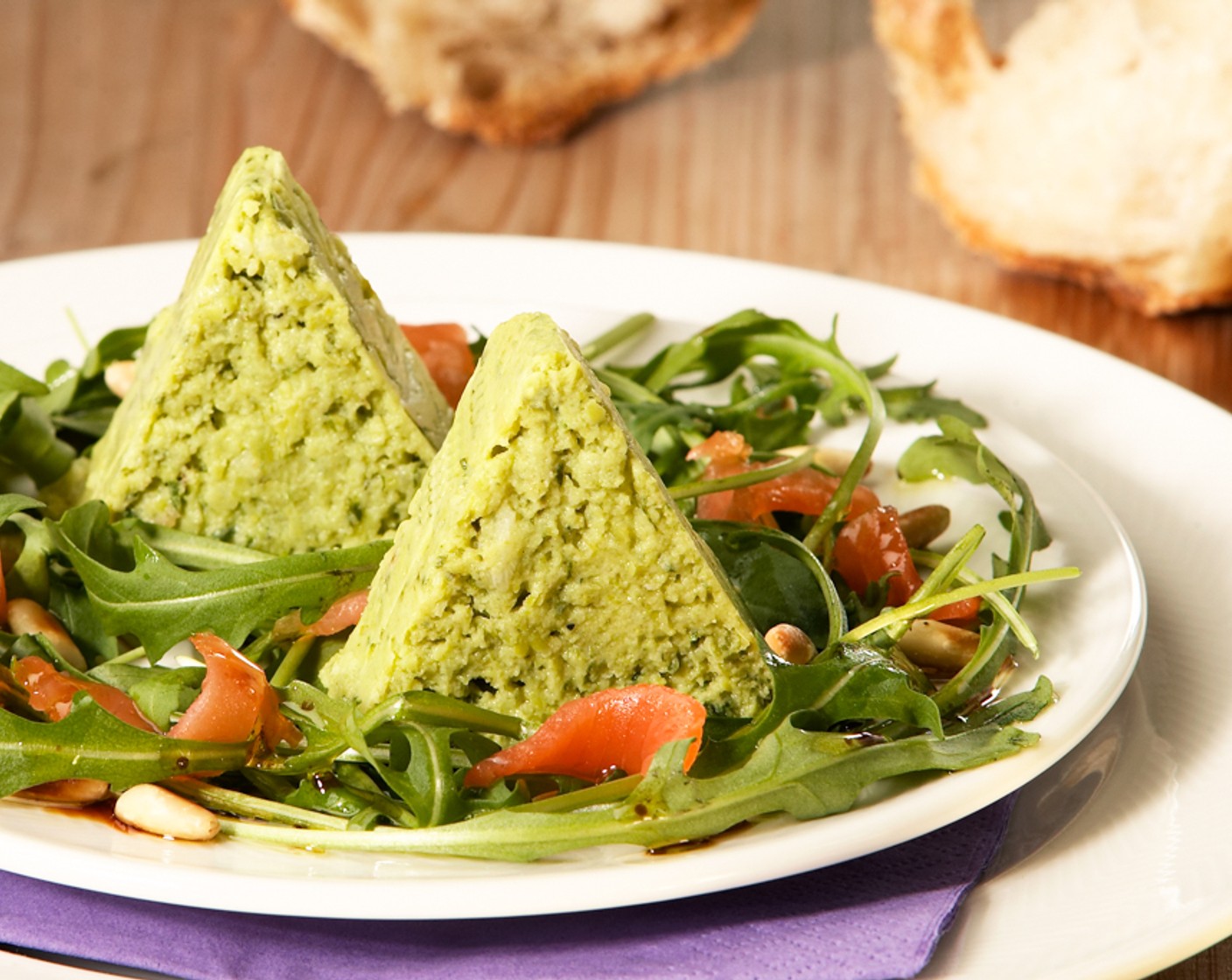 Erbsenterrine mit Rucola