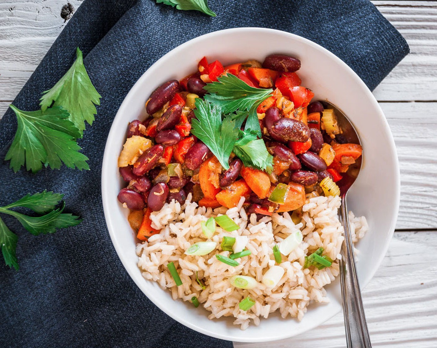 Kidneybohnen mit Wust und Reis