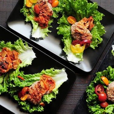 Koreanische Rindfleisch-Salat-Wraps mit Kimchi 