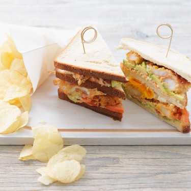 Club Sandwich with Crispy Prawns 