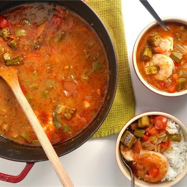 Gumbo - Kreolische Shrimp Suppe mit Gemüse Rezept | V-Kitchen