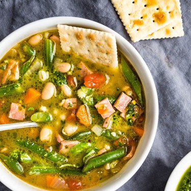 Schinken-Gemüse-Suppe mit Pistou Rezept | V-Kitchen